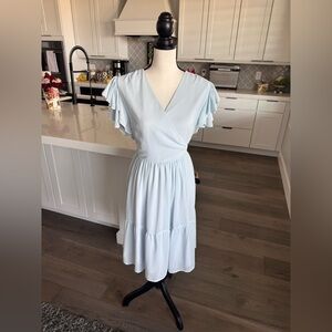 Rachel Parcell Light Blue Flutter Sleeve Dress Size M